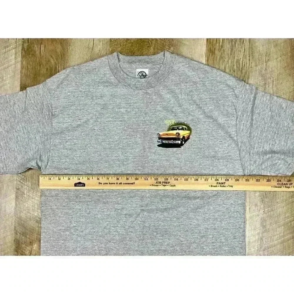 ‘56 Chevy Bel-Air Shirt Mens Large Gray Official GM Product 1956 Short Sleeve - Picture 8 of 9